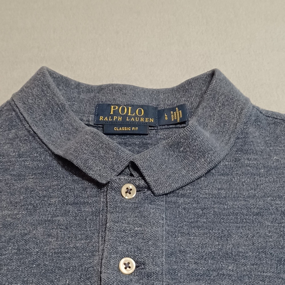 Polo Ralph Lauren Mens Classic Fit Blue Heather Short Sleeve Polo Shirt Large - Picture 8 of 11
